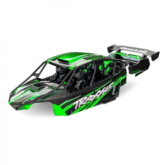 Traxxas Body, Funco Pro Scale Sand Car, green (painted, decals applied) (assembled with front + rear body supports for clipless mounting, roll cage + interior)