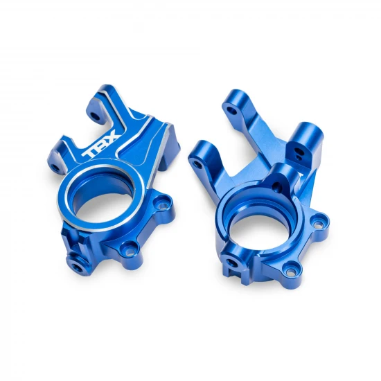 Traxxas Steering blocks, 6061-T6 aluminium (blue-anodised) (left + right), 3x8mm BCS (with threadlock) (2), 4x35mm BCS (with threadlock) (2)