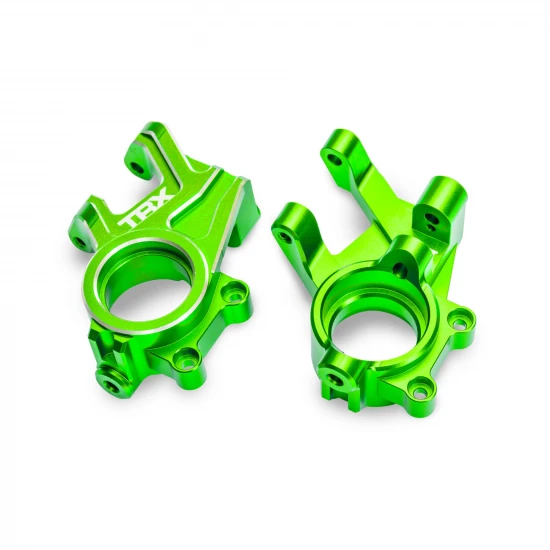 Traxxas Steering blocks, 6061-T6 aluminium (green-anodised) (left + right), 3x8mm BCS (with threadlock) (2), 4x35mm BCS (with threadlock) (2)