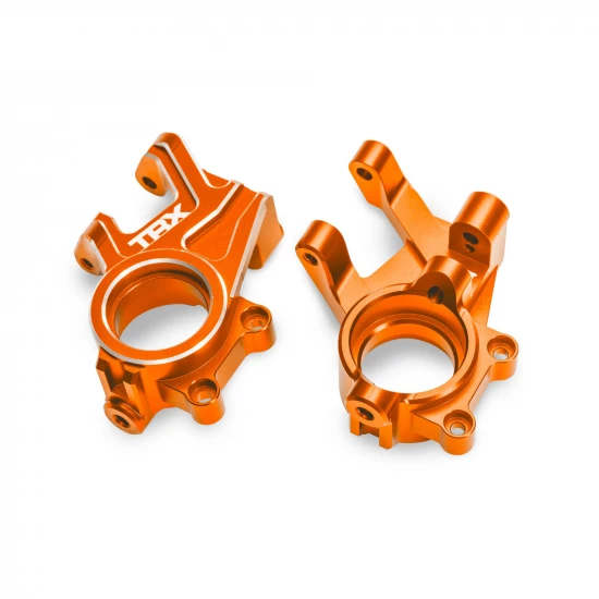 Traxxas Steering blocks, 6061-T6 aluminium (orange-anodised) (left + right), 3x8mm BCS (with threadlock) (2), 4x35mm BCS (with threadlock) (2)