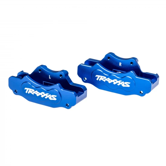 Traxxas Brake calipers, front (left + right) (blue-anodised 6061-T6 aluminium), 3x10mm CS (with threadlock) (4), 2.5x8mm BCS (with threadlock) (4)
