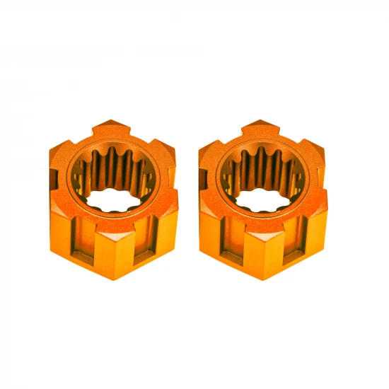 Traxxas Wheel hubs, hex, front (6061-T6 aluminium, orange-anodised) (2)