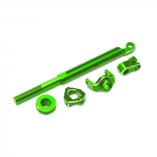 Traxxas Brake linkage, front (green-anodised 6061-T6 aluminium), mounting hardware