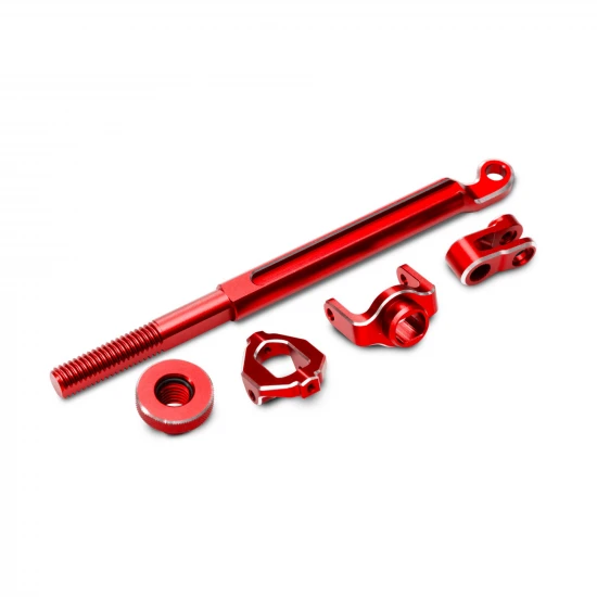 Traxxas Brake linkage, front (red-anodised 6061-T6 aluminium), mounting hardware