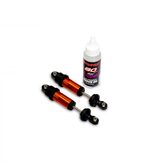 Traxxas Shocks, GT-MAXX, front, aluminium, orange-anodised (fully assembled w/o springs) (2)