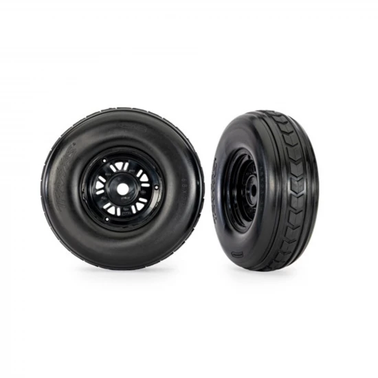 Traxxas Wheels + Tyres, assembled, glued (Pro Scale Sand Car black wheels, dual profile tyres (3.2 outer, 4.9 inner), foam inserts) (front) (1 left, 1 right)