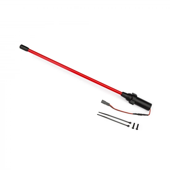 Traxxas Whip light, LED, red (assembled) (1)/ 3x12mm BCS (2) (replacement for 1 whip light, left or right) (requires 6588X accessory power supply)