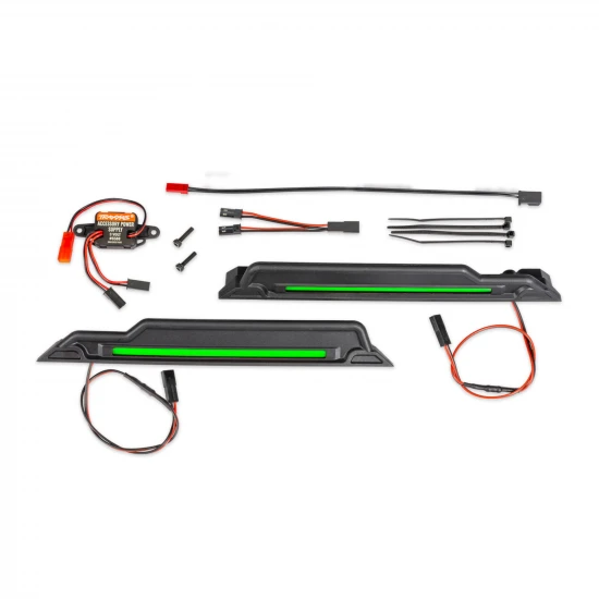 Traxxas LED light kit, green, complete (underbody) (includes 3-volt accessory power supply, power harnesses + mounting hardware)