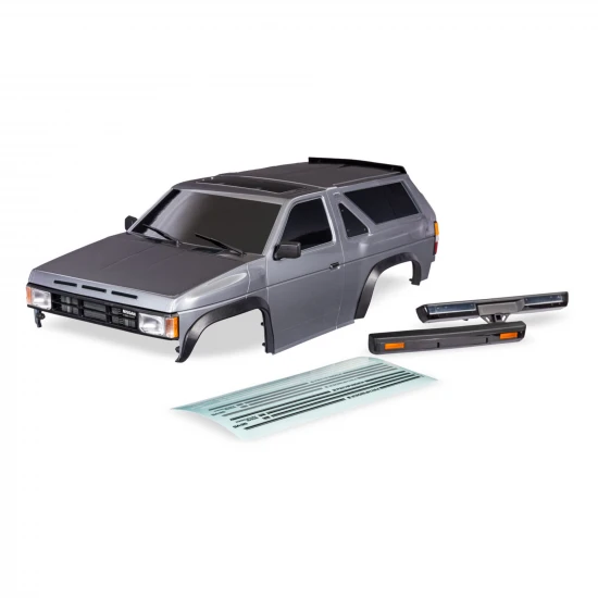 Traxxas Body, Nissan Pathfinder (1988), complete, silver (painted, decals applied) (includes grille, side mirrors, door handles, windshield wipers, front + rear bumpers, clipless mounting) (requires 8080X inner fenders)
