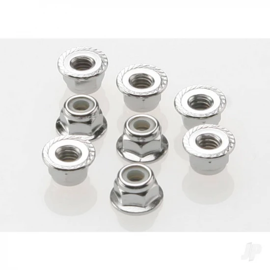 Traxxas M4 Nuts - Flanged Nylon Locking Steel Serrated (8)
