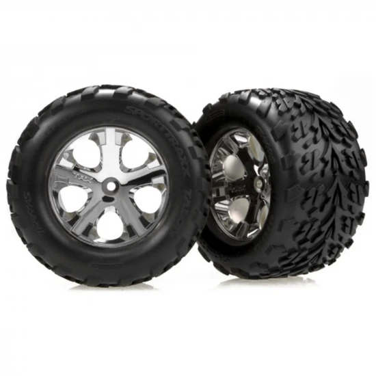 Traxxas Talon Tyres Pre Glued On All Star Chrome Wheels - 12mm Hex Fit