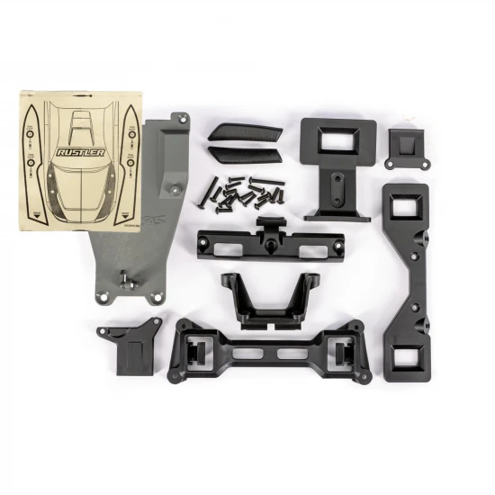 Traxxas Body conversion kit, Rustler (includes front + rear body mounts, latches, hardware) (for clipless mounting)
