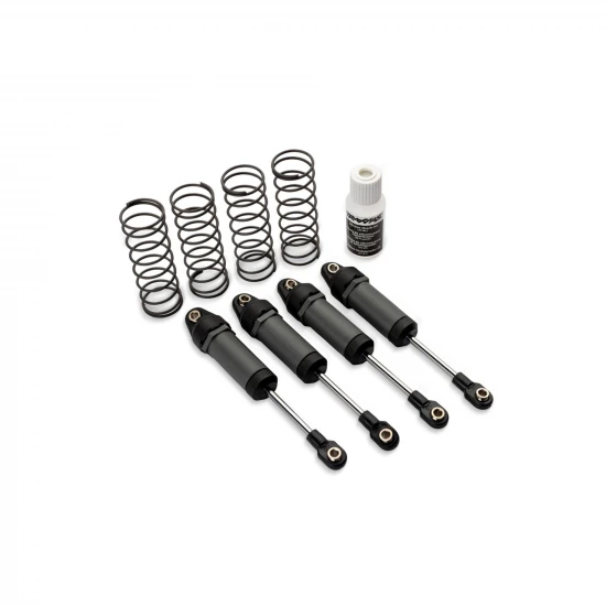 Traxxas Ultra Shocks (Grey) (long) (complete w, spring pre-load spacers + springs) (4)