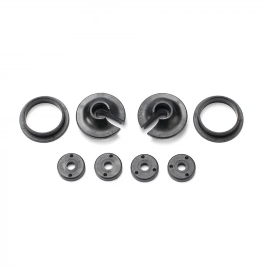 Traxxas Spring retainers upper lower (2)/ piston head set (2-hole (2)/ 3-hole (2)