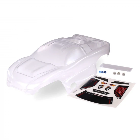 Traxxas Body Nitro Rustler (clear requires painting)/window grill lights decal sheet/ wing and Aluminium hardware