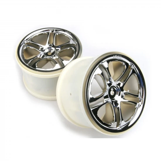 Traxxas SS (Split-Spoke) 3.8 Wheels (chrome) (2) (fits Revo/MAXX series with 14mm Hex)