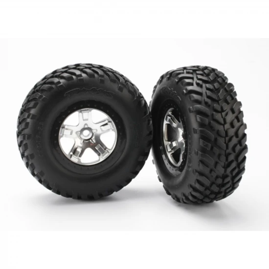 Traxxas SCT Short Course Tyres on SCT Chrome/Black Wheels - 12mm Hex (2)