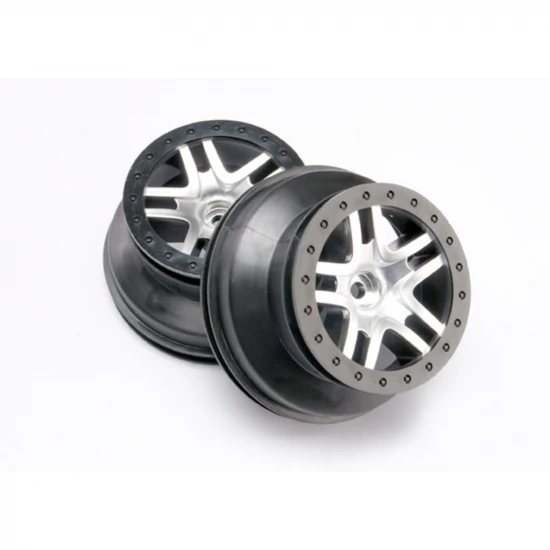 Traxxas Short Course Chrome SS Wheels - Black Beadlock - 12mm Hex (2) (2WD Front)