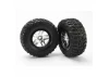 Traxxas Tires wheels assembled glued (SCT Split-Spoke satin chrome black beadlock style wheels Kumho tires foam inserts) (2) (2WD front)