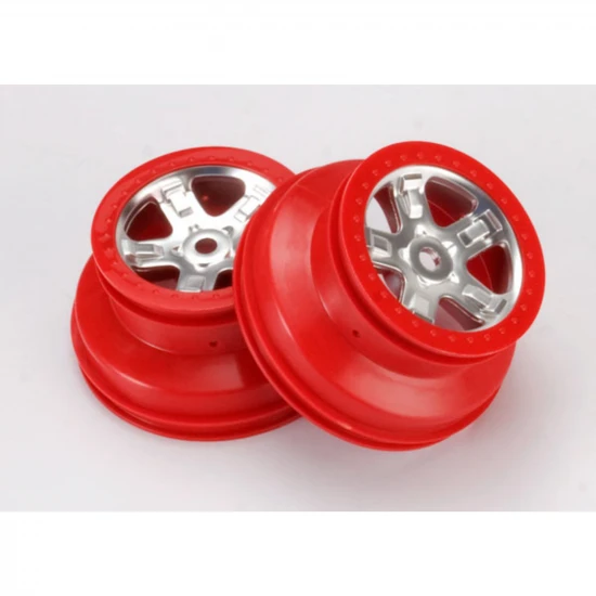 Traxxas SCT Short Course 2.2/3.0 Chrome Wheels - Red Beadlock - 14mm Hex (2)