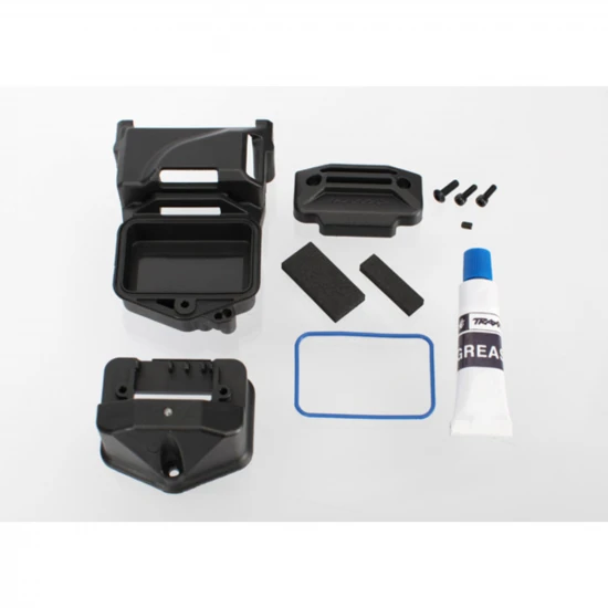 Traxxas Box receiver (sealed) (servo mount)/ foam (2)/ BCS 3x10mm/ CS 2.5x8mm (2)/ GS 3x4mm/ silicone grease