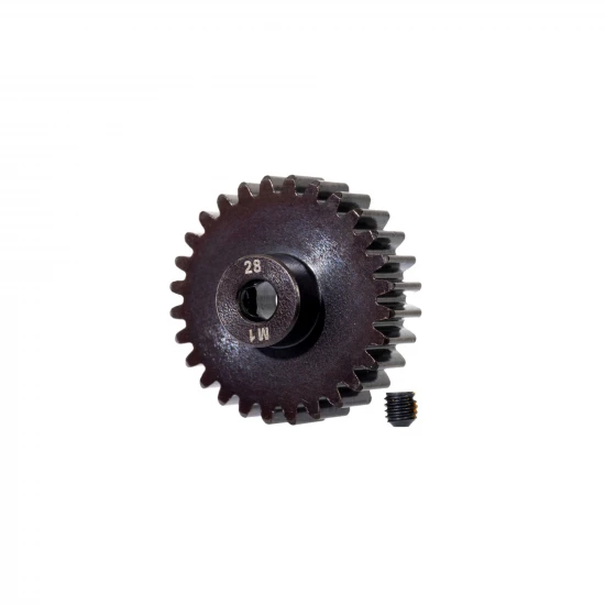 Traxxas Gear, 28-T pinion (machined, hardened steel) (1.0 metric pitch) (fits 5mm shaft), set screw