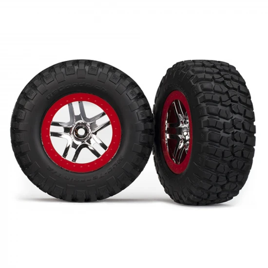 Traxxas BF Goodrich Soft Short Course Tyres on SS Chrome/Red Wheels