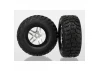 Traxxas Tires wheels assembled glued (SCT Split-Spoke satin chrome black beadlock style wheels Kumho tires foam inserts) (2) (4WD front/rear 2WD rear only)