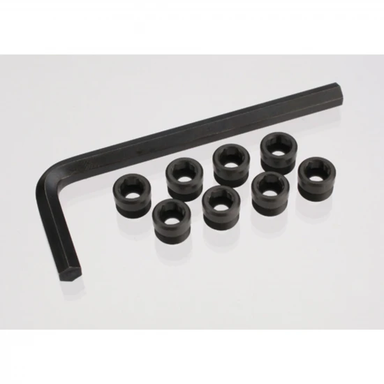 Traxxas Aluminium caps pivot ball (threaded Aluminium hard-anodized with PTFE-coating) (8)/ hex wrench 5mm