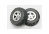 Traxxas Tires and wheels assembled glued (SCT satin chrome wheels SCT off-road racing tires foam inserts) (1 each right left)