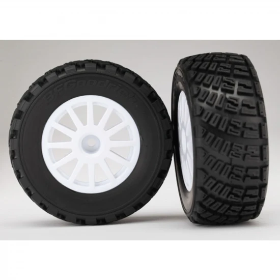 Traxxas Tyres + wheels, assembled, glued (gray wheels, gravel pattern tyres, foam inserts) (2) (TSM rated)