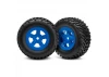 Traxxas Tires and wheels assembled glued (SCT blue wheels SCT off-road racing tires) (1 each right left)