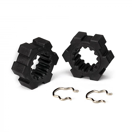 Traxxas Wheel hubs, hex (2), hex clips (2)