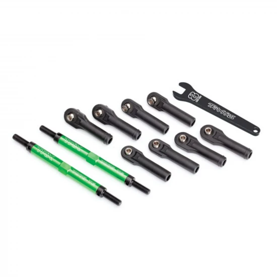 Traxxas Toe links E-Revo VXL (TUBES green-anodized 7075-T6 Aluminium stronger than titanium) (144mm) (2)/ rod ends assembled with steel hollow balls (8)/ Aluminium wrench 10mm (1)