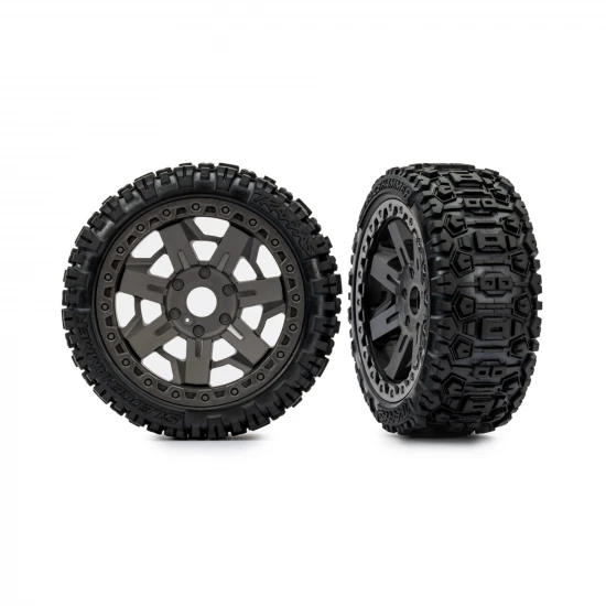 Traxxas Tyres + wheels, assembled, glued (3.0 gray wheels, Sledgehammer tyres, foam inserts) (2)