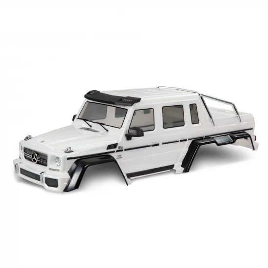 Traxxas Body, Mercedes-Benz G 63, complete (gloss white metallic) (includes grille, side mirrors, door handles, windshield wipers, + clipless mounting) (requires 8080X + 8828X inner fenders)
