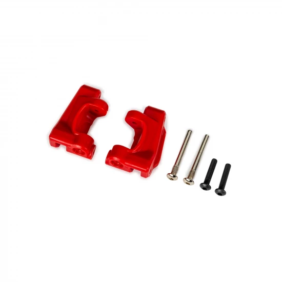 Traxxas Caster blocks (c-hubs), extreme heavy duty, red (left + right)/ 3x26mm hinge pins (2)/ 3x15mm BCS (2) (for use with 9180 and 9181 upgrade kit)