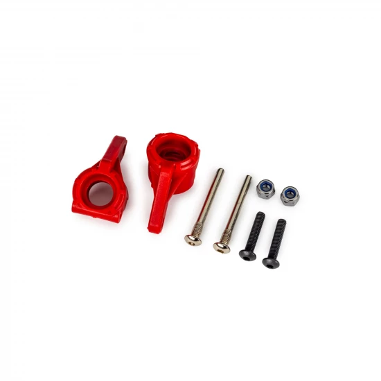 Traxxas Steering blocks, extreme heavy duty, red (left + right)/ 3x26mm hinge pins (2)/ 3x15mm BCS (2) (for use with 9180, 9181, 9182 upgrade kit)