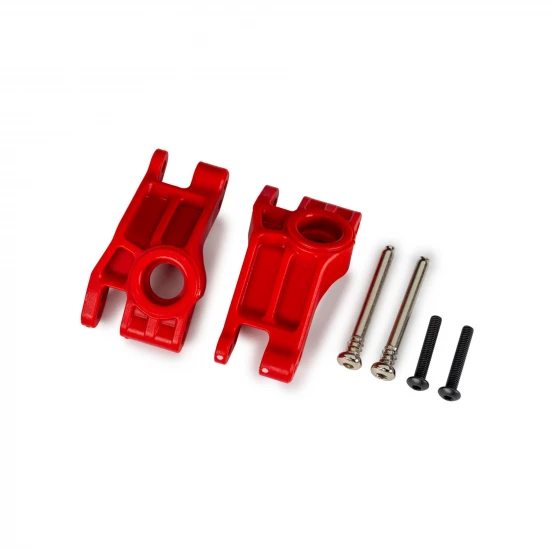 Traxxas Carriers, stub axle, rear, extreme heavy duty, red (left + right)/ 3x31mm hinge pins (2)/ 3x18mm BCS (2) (for use with 9180, 9181, 9182 upgrade kit)