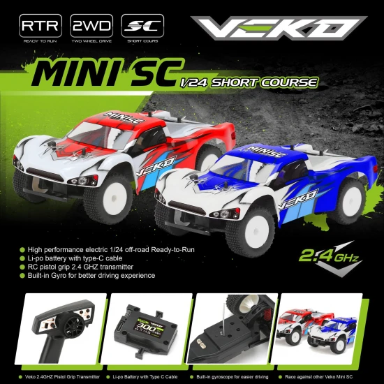 Veko Mini SC Red 1:24 Short Course RTR with Gyro