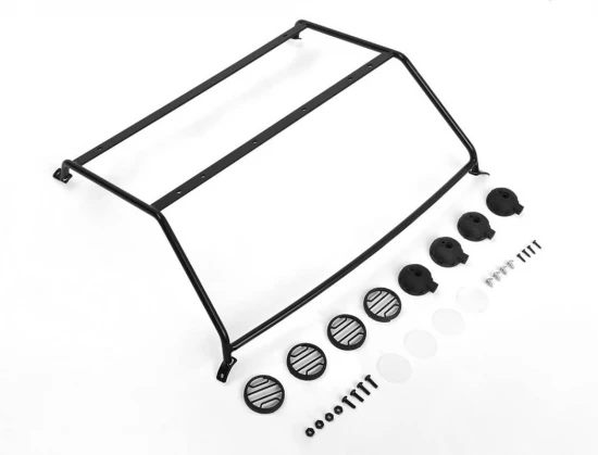 RC4WD Exterior Steel Roll Cage W/ Lights For Vanquish Vs4-10 Origin Halfcab Body (Black)