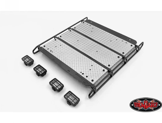 RC4WD Command Roof Rack W/Diamond Plate + 4X Square Lights Traxxas Mercedes-Benz G63 Amg 6X6(B)