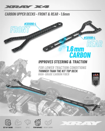 XRay X426 Carbon Upper Deck - Split Rear - 1.6mm