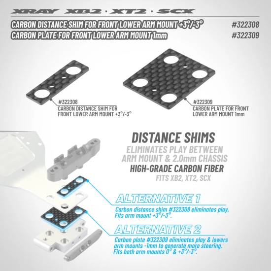 XRay Carbon Distance Shim For Front Lower Arm Mount 3/-3