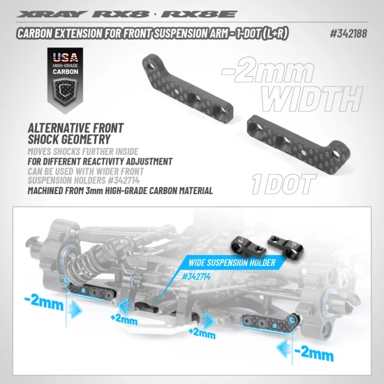 XRay Carbon Extension For Front Suspension Arm - 1-Dot (L R)