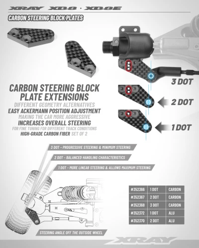 XRay XB8 Carbon Steering Plate - 1 Dot (1 1)