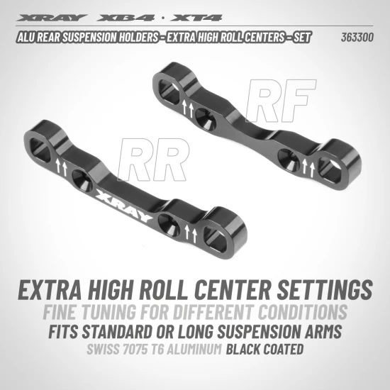 XRay Aluminium Rear Suspension Holders - Extra High Roll Centers - Set