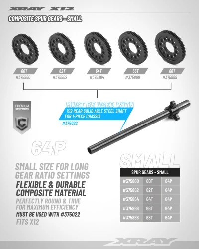 XRay Composite Spur Gear - 60T / 64P - Small