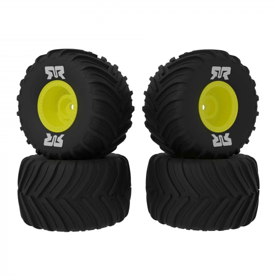 dBoots Chevron MT Tire Set Glued - Yellow (2 Pairs): GROM