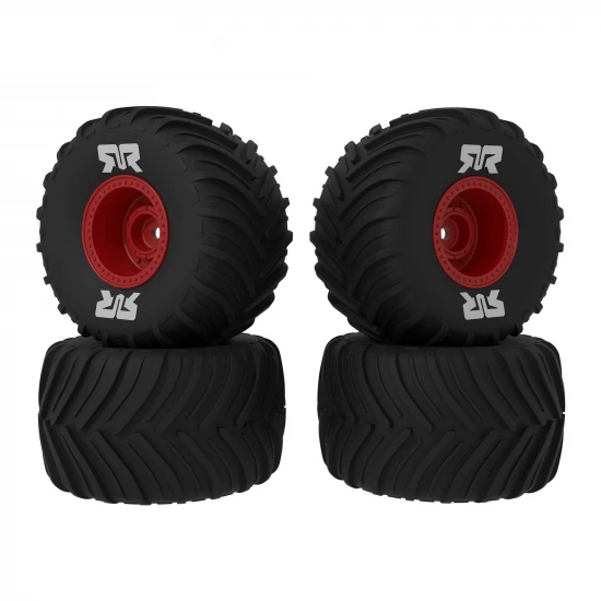 dBoots Chevron MT Tire Set Glued - Red (2 Pairs): GROM
